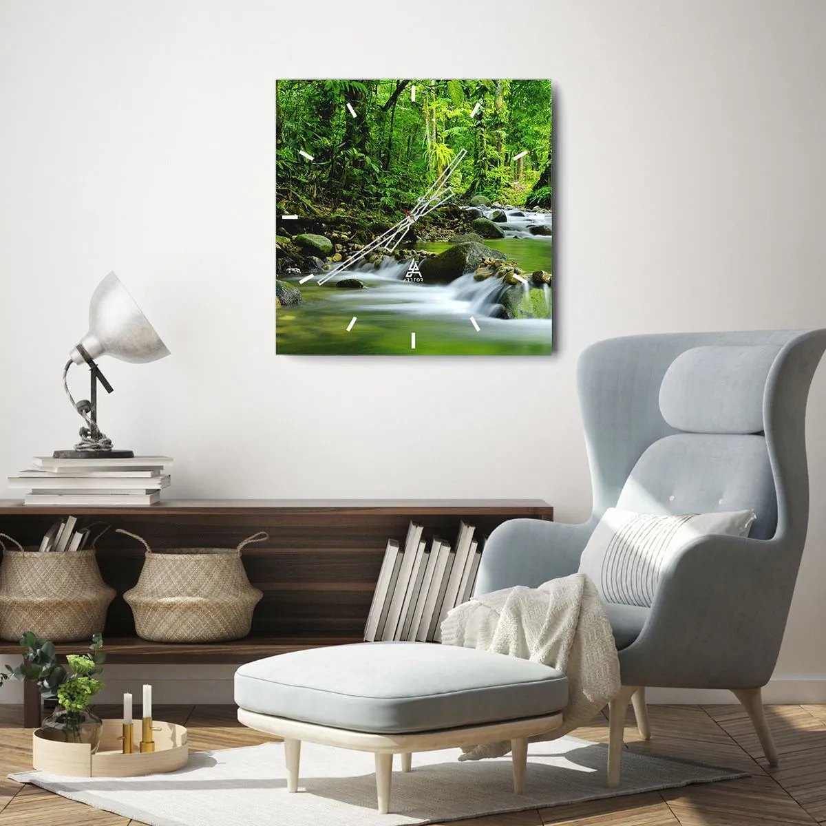 Horloge murale - Pendule murale - Nager dans un océan de verdure - 40x40 cm