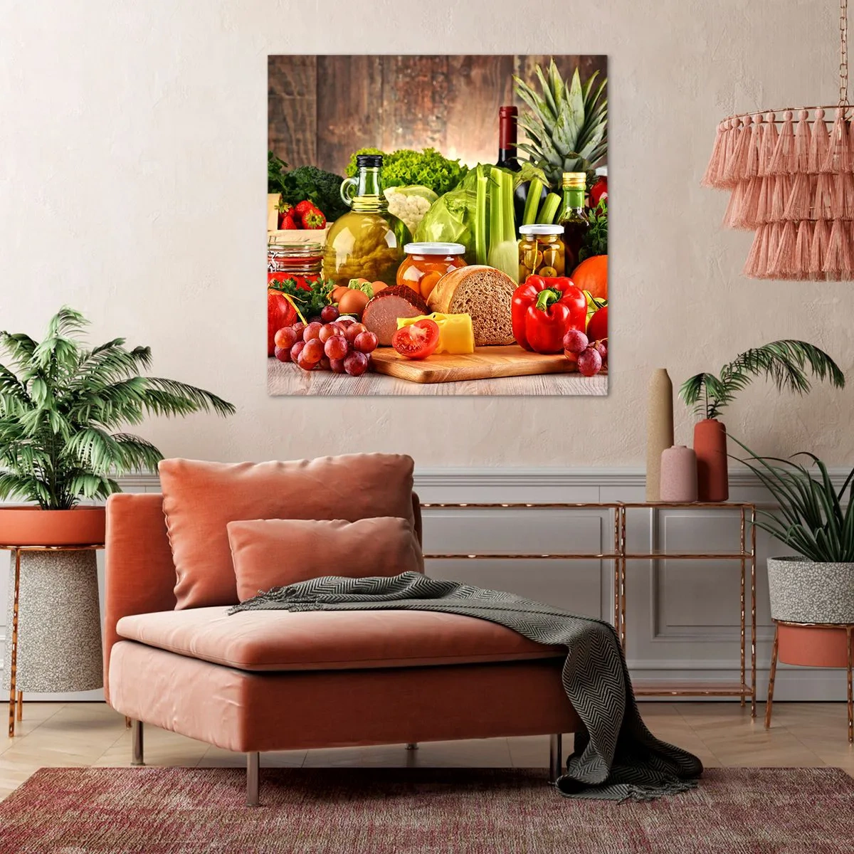 Impression sur toile - Image sur toile - Fumé, cuit au four et mariné - 60x60 cm