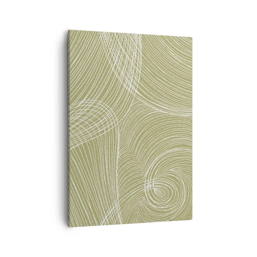 Impression sur toile - Image sur toile - Lignes vertes et blanches dans une composition abstraite - 50x70cm - Abstraction complexe de blanc - Décoration murale moderne pour le salon et la chambre ARTTOR