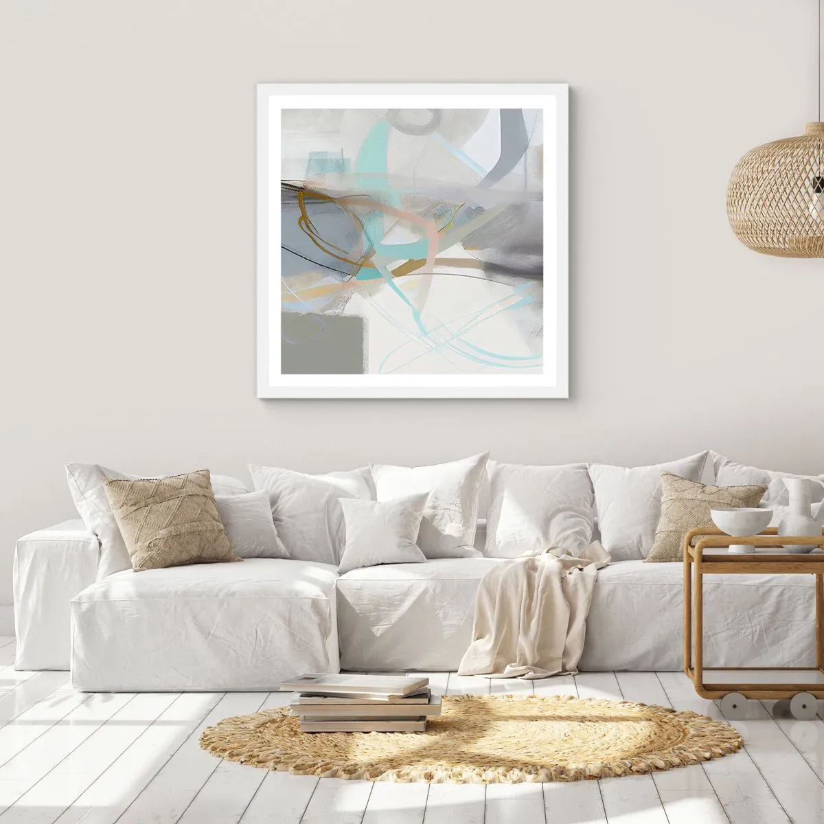 Affiche dans un cadre blanc - Poster - Abstraction brumeuse - 30x30 cm