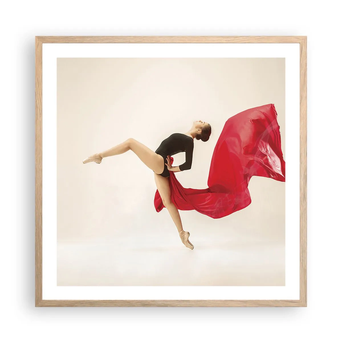 Affiche dans un chêne clair - Poster - Rouge et noir - 60x60 cm