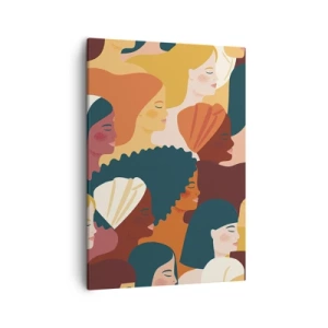 Impression sur toile - Image sur toile - Profils colorés de femmes aux styles variés - 50x70cm - Uniquement la féminité - Décoration murale moderne pour le salon et la chambre ARTTOR