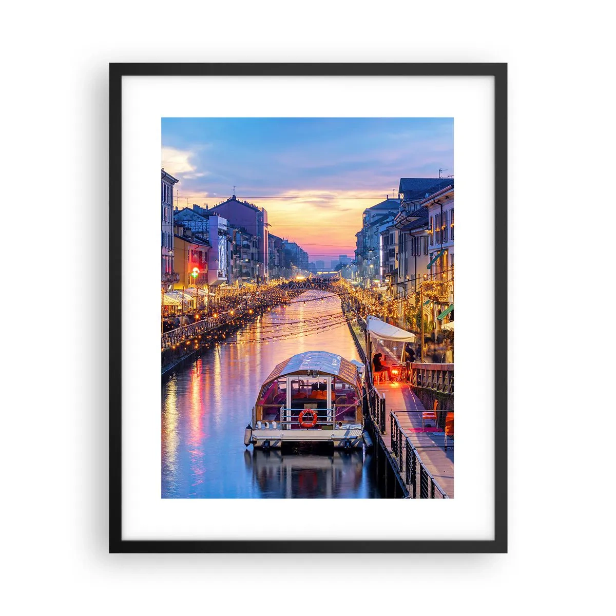 Affiche dans un cadre noir - Poster - Soirée de lumière et de jeu - 40x50 cm