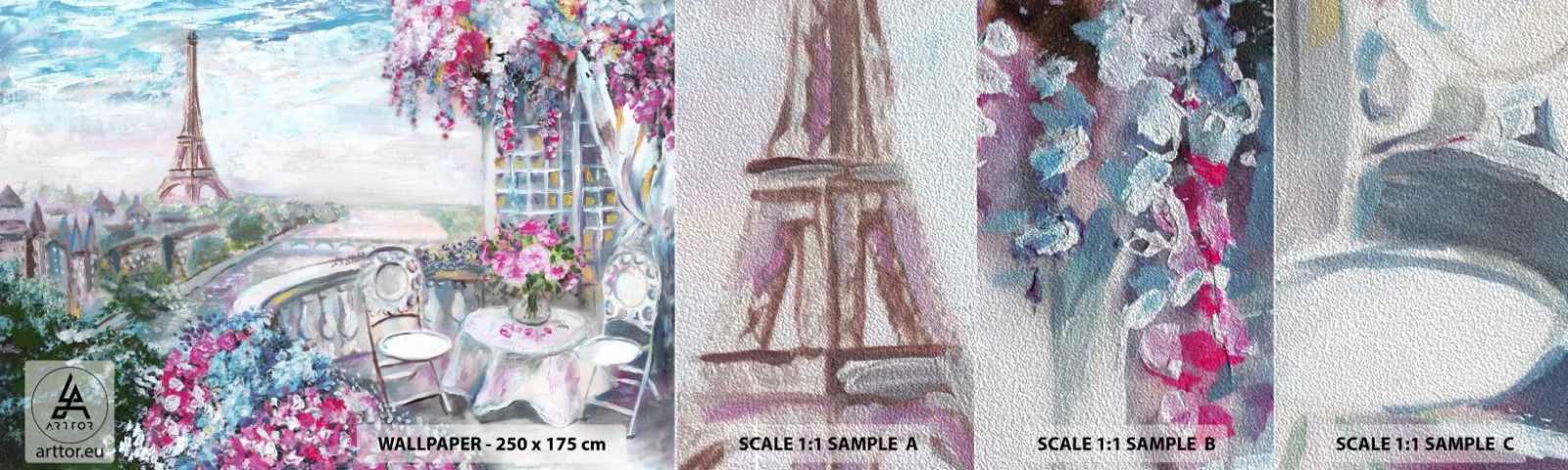 Échantillon de Papier Peint Premium Sand - C'est le plus beau ici en mai - Ville, tour Eiffel, Paris - 100x30 cm