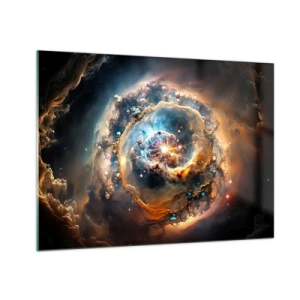 Impression sur verre - Image sur verre - Une explosion cosmique au centre d'un vortex galactique - 70x50cm - Le début - Décoration murale moderne pour le salon et la chambre ARTTOR