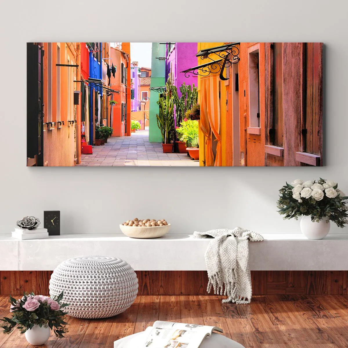 Impression sur toile - Image sur toile - Allée arc-en-ciel - 90x30 cm