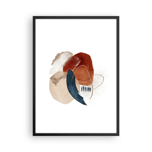 Affiche dans un cadre noir - Poster - Composition ovale abstraite aux couleurs chaudes - 50x70cm - Composition ovale - Décoration murale moderne pour le salon et la chambre ARTTOR