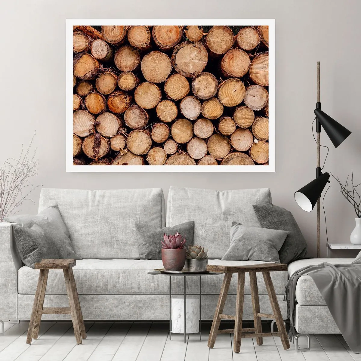 Affiche - Poster - Des tas de troncs d'arbres abattus disposés en harmonie - 100x70cm - Nouveau commencement - Décoration murale moderne pour le salon et la chambre ARTTOR