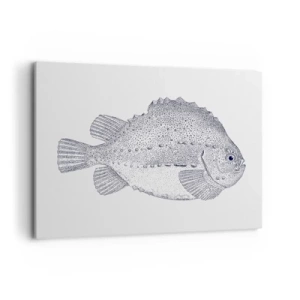 Impression sur toile - Image sur toile - Dessin noir et blanc d'un poisson sur fond blanc dans un style minimaliste - 100x70cm - Pour l'album du naturaliste - Décoration murale moderne pour le salon et la chambre ARTTOR