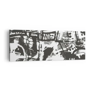 Impression sur toile - Image sur toile - Motif rétro monochrome abstrait - 140x50cm - Ordre ou chaos? - Décoration murale moderne pour le salon et la chambre ARTTOR
