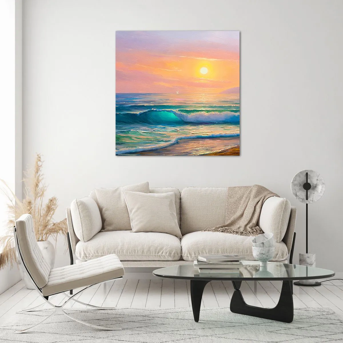 Impression sur verre - Image sur verre - Le chant turquoise des vagues - 60x60 cm