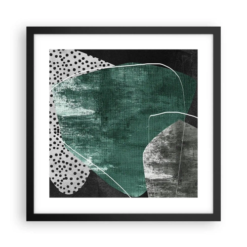 Affiche dans un cadre noir - Poster - Abstraction colorée avec feuille d'or - 40x40 cm