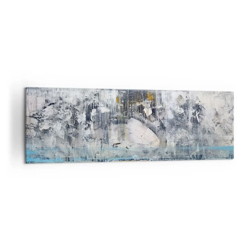 Impression sur toile - Image sur toile - Composition abstraite aux tons froids - 160x50cm - Comme sur la glace, comme après décembre - Décoration murale moderne pour le salon et la chambre ARTTOR