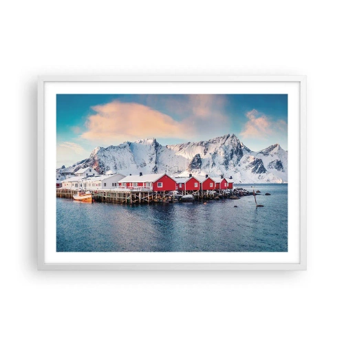 Affiche dans un cadre blanc - Poster - Retraite dans le nord - 70x50 cm