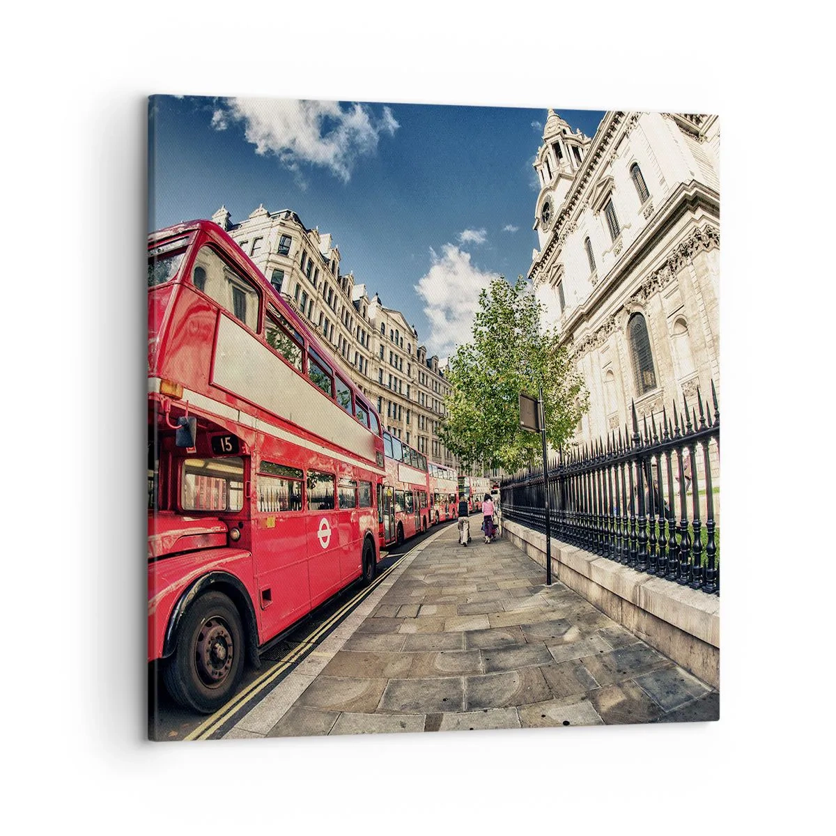 Impression sur toile - Image sur toile - Rue de Londres en gris et rouge - 50x50 cm