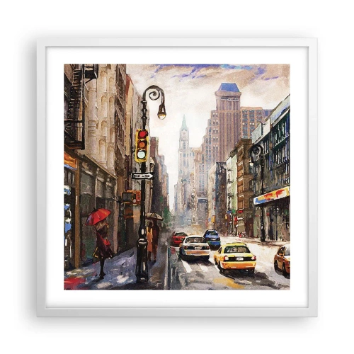 Affiche dans un cadre blanc - Poster - New-Zork - coloré même sous la pluie - 50x50 cm