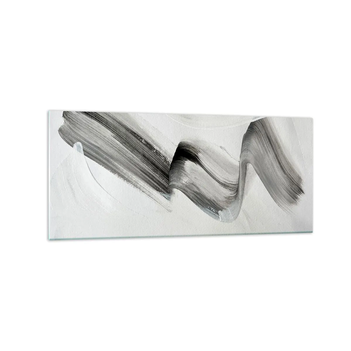 Impression sur verre - Image sur verre - Coup de pinceau abstrait noir et blanc sur fond clair - 120x50cm - Mine de rien pour s'amuser - Décoration murale moderne pour le salon et la chambre ARTTOR