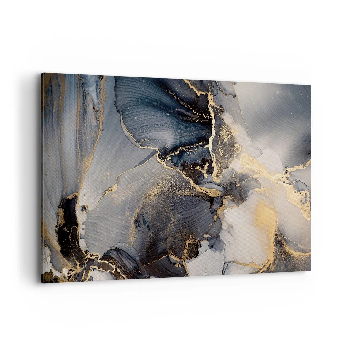 Impression sur toile - Image sur toile - Abstrait or et gris sur toile - 120x80cm - La vie de la pierre - Décoration murale moderne pour le salon et la chambre ARTTOR