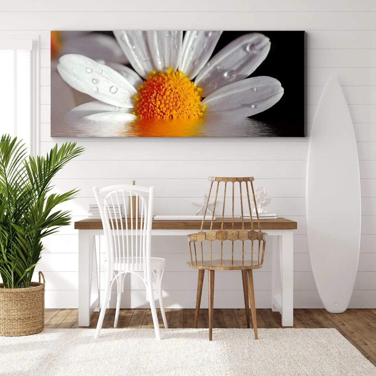 Impression sur toile - Image sur toile - Le soleil levant des marguerites - 100x40 cm