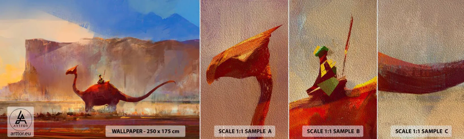 Échantillon de Papier Peint Premium Sand - S'ils n'avaient pas disparu - Abstraction, Dinosaure, Fantaisie - 100x30 cm