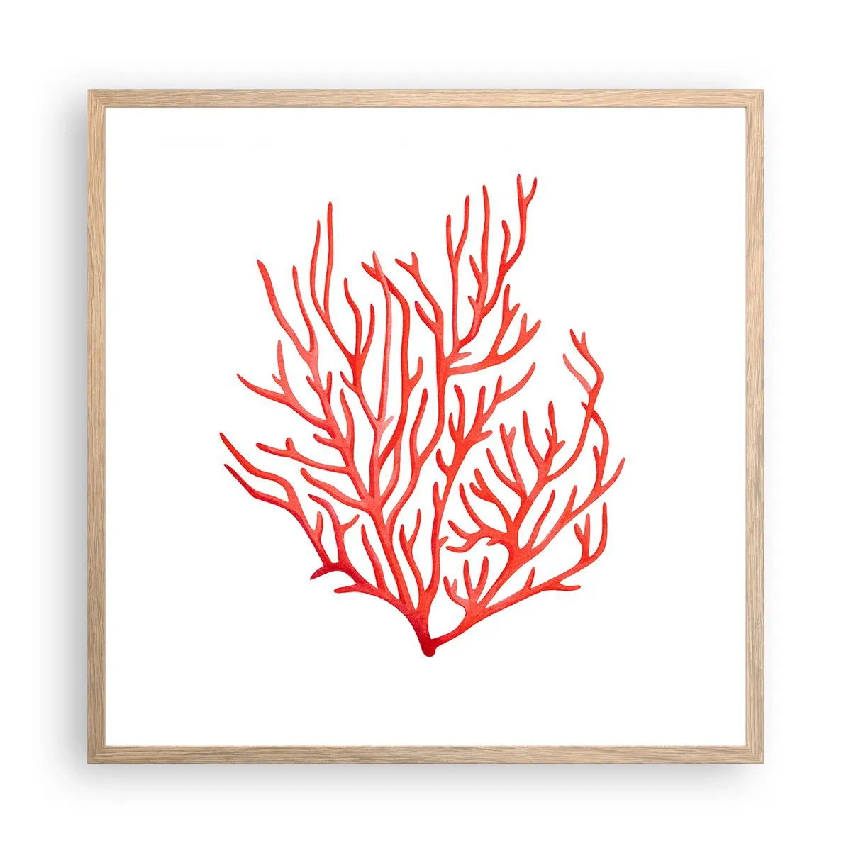 Affiche dans un chêne clair - Poster - Filigrane de corail - 60x60 cm