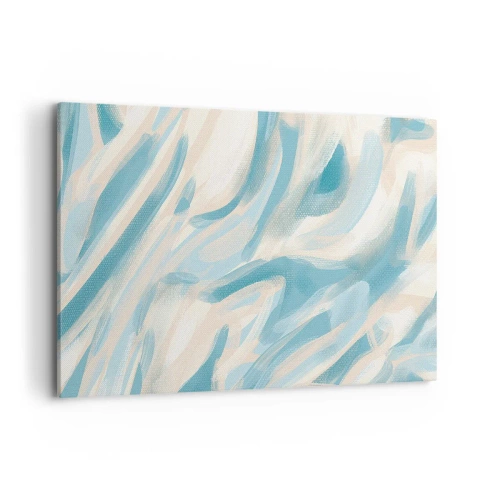 Impression sur toile - Image sur toile - Des stries bleues abstraites sur un fond clair - 100x70cm - Brise printanière - Décoration murale moderne pour le salon et la chambre ARTTOR