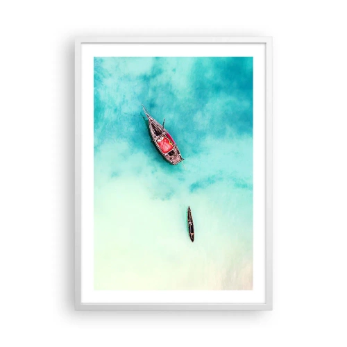 Affiche dans un cadre blanc - Poster - Car sur les plages de Zanzibar, quand il y a un débordement d'eau... - 50x70 cm