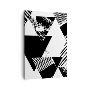 Impression sur toile - Image sur toile - Motifs géométriques de forme minimaliste en noir et blanc - 70x100cm - Pluie de triangles - Décoration murale moderne pour le salon et la chambre ARTTOR