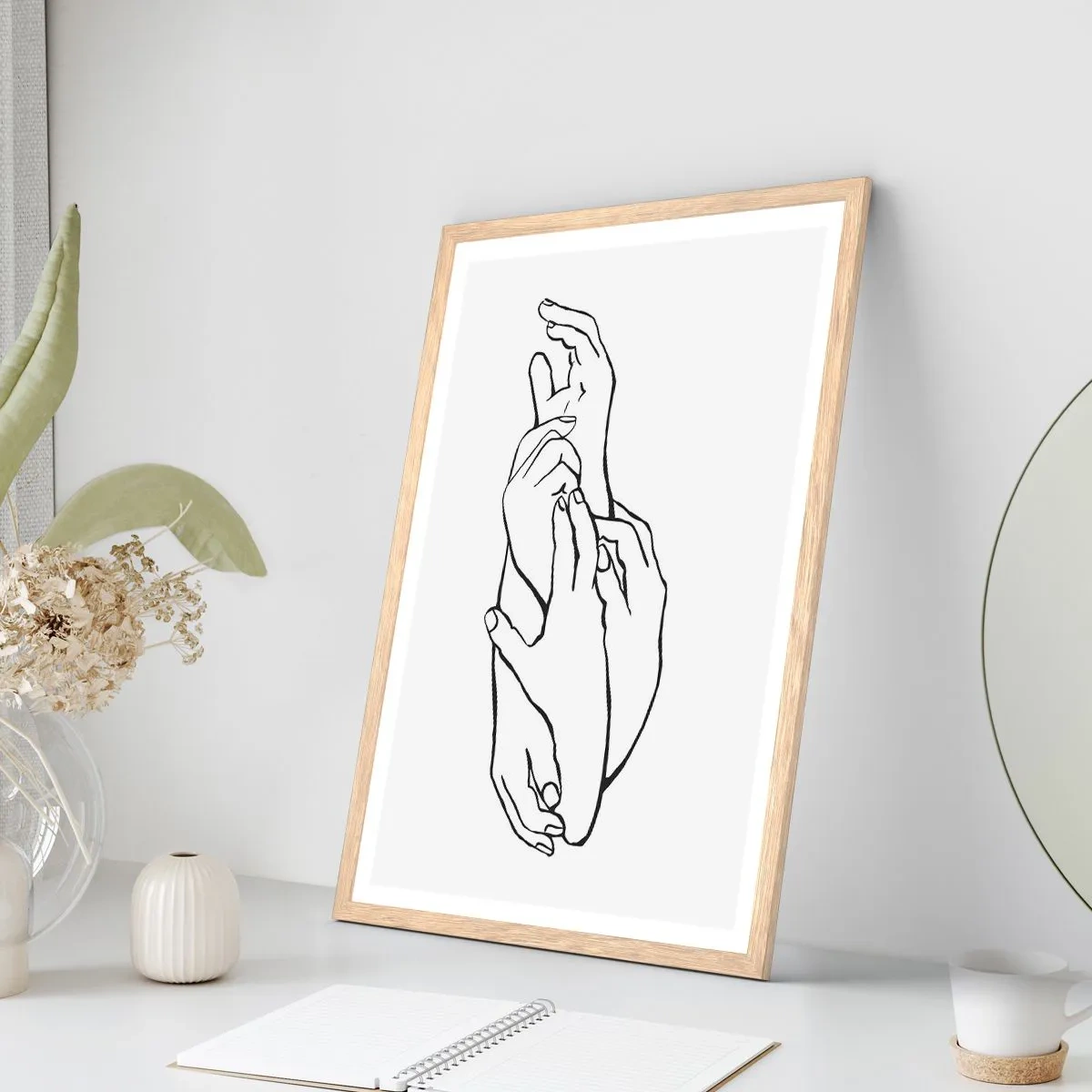 Affiche dans un chêne clair - Poster - Bon contact - 61x91 cm