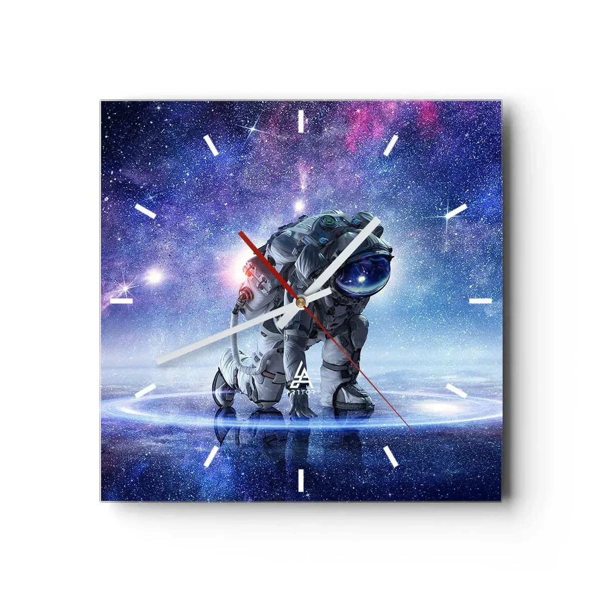 Horloge murale - Pendule murale - Astronaute dans un paysage galactique - 30x30cm - Le ciel étoilé au dessus de moi - Décoration murale moderne pour le salon et la chambre ARTTOR