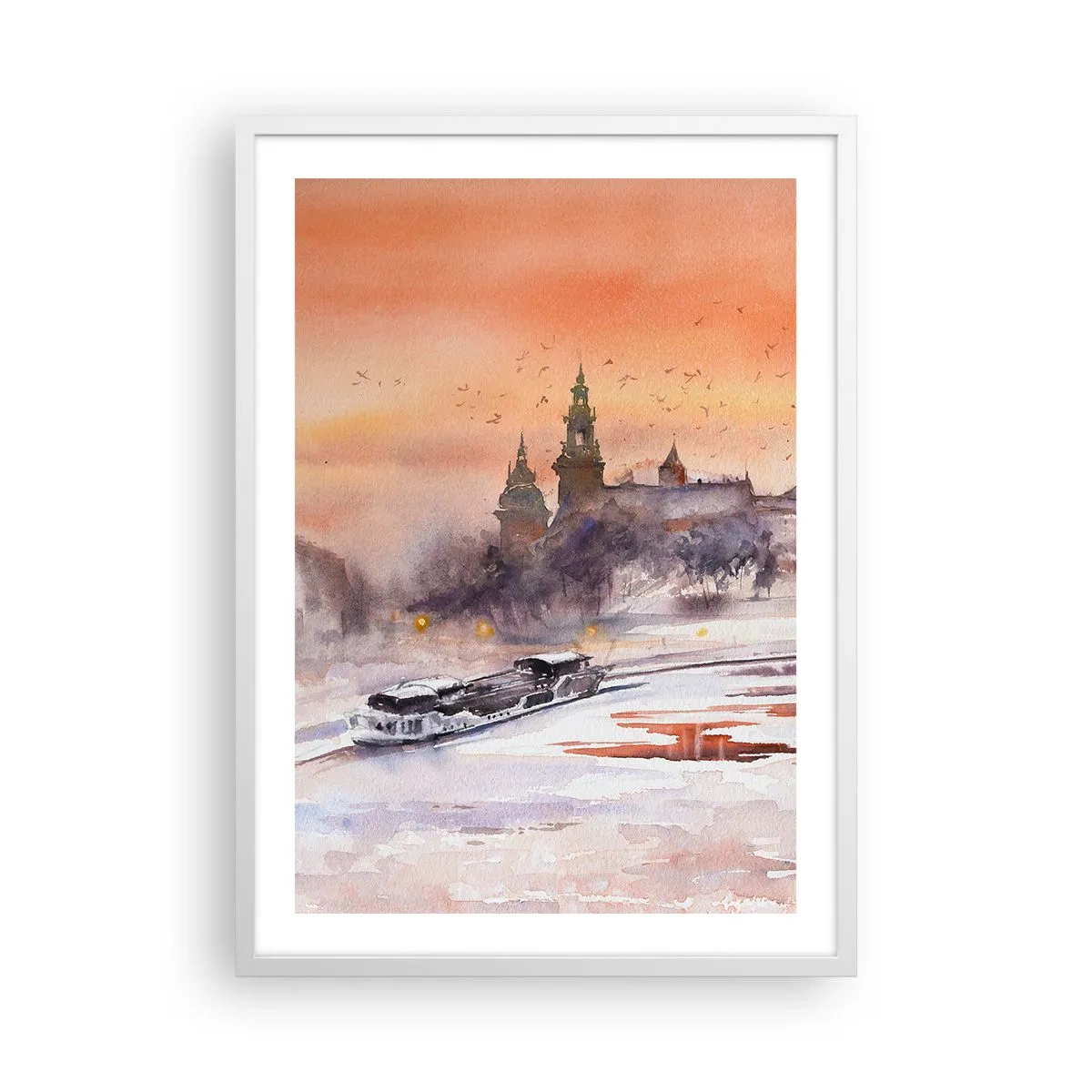 Affiche dans un cadre blanc - Poster - Coucher de soleil royal - 50x70 cm