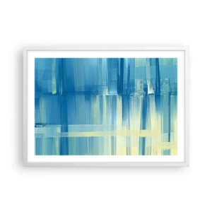 Affiche dans un cadre blanc - Poster - Composition en turquoise - 70x50 cm
