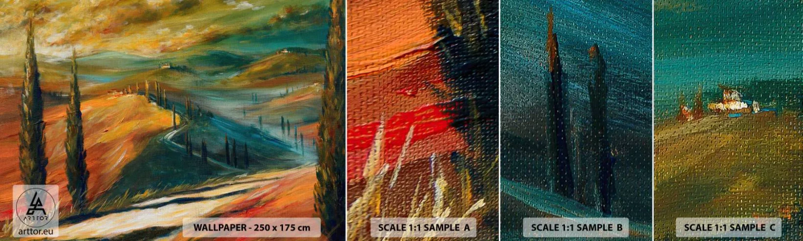 Échantillon De Papier Peint Standard Eco - paysage toscan - Paysage, Toscane, Voyages - 100x30 cm