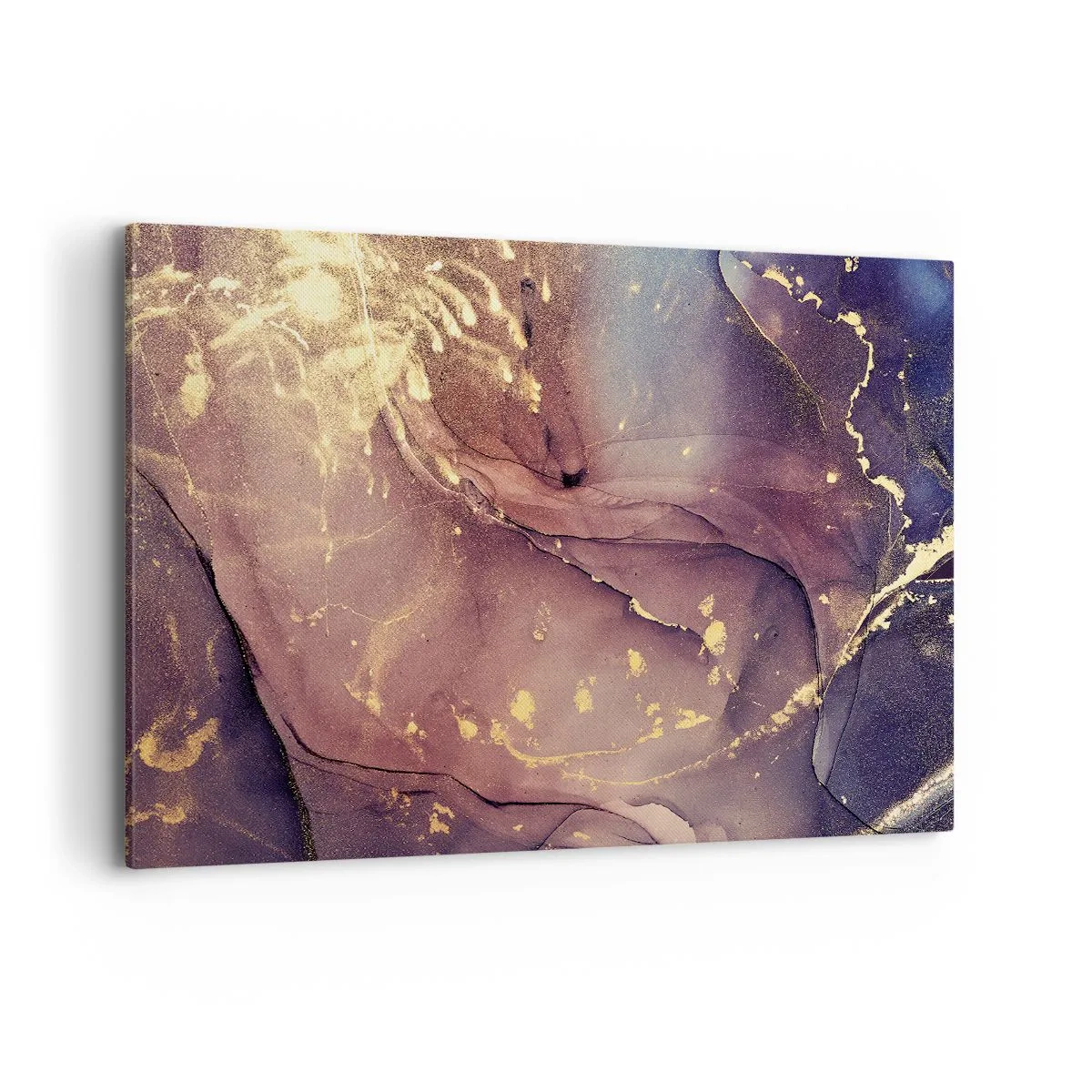 Impression sur toile - Image sur toile - Composition abstraite aux nuances d'or et de violet - 120x80cm - Matière et esprit - Décoration murale moderne pour le salon et la chambre ARTTOR