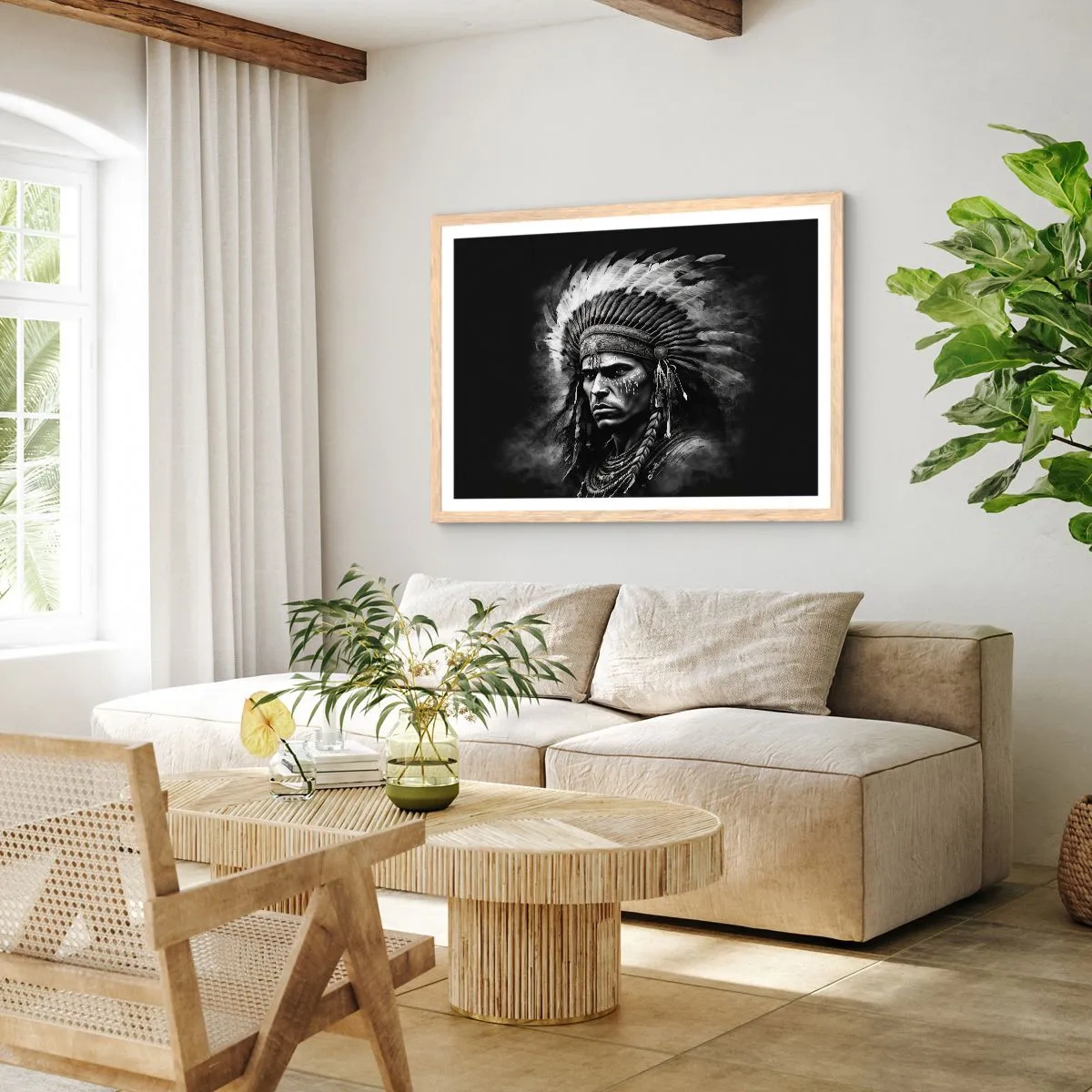 Affiche dans un chêne clair - Poster - Un leader et un guerrier - 40x30 cm