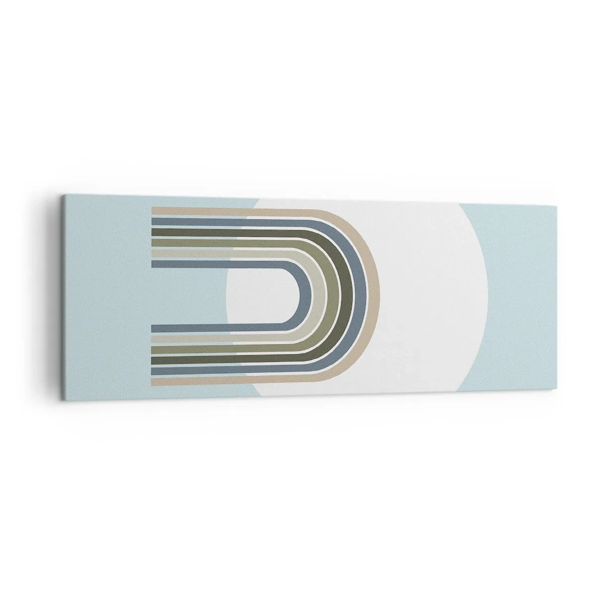 Impression sur toile - Image sur toile - Une composition minimaliste avec un cercle et des lignes sur un fond pastel. - 140x50cm - Attraction irrésistible - Décoration murale moderne pour le salon et la chambre ARTTOR