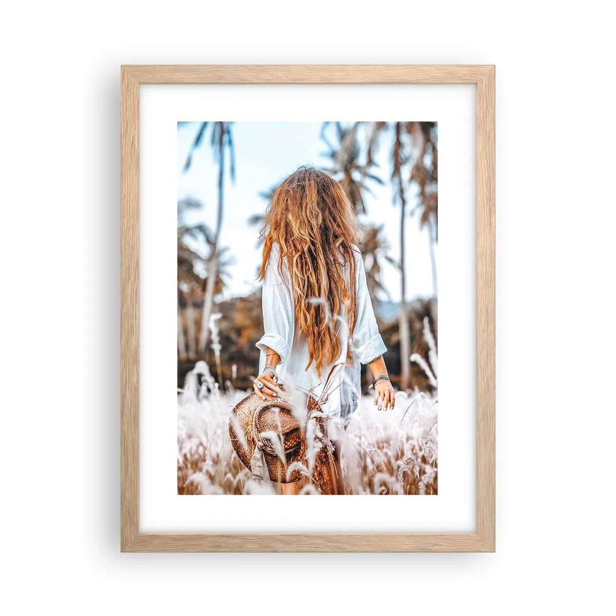 Affiche dans un chêne clair - Poster - Né de peluches d'herbe - 30x40 cm