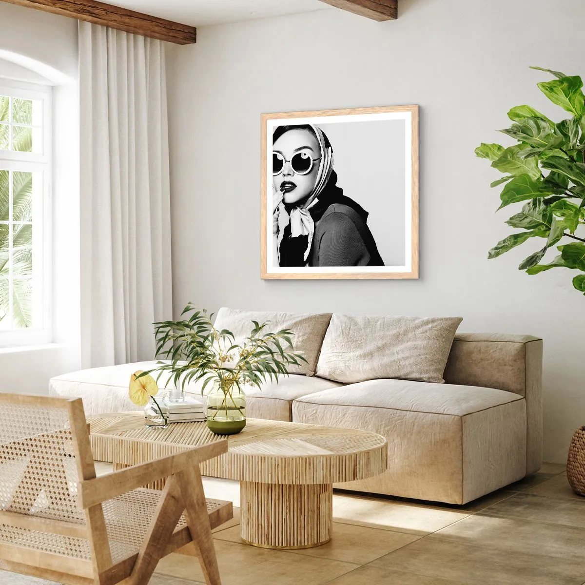 Affiche dans un chêne clair - Poster - Salutations des années 60 - 30x30 cm