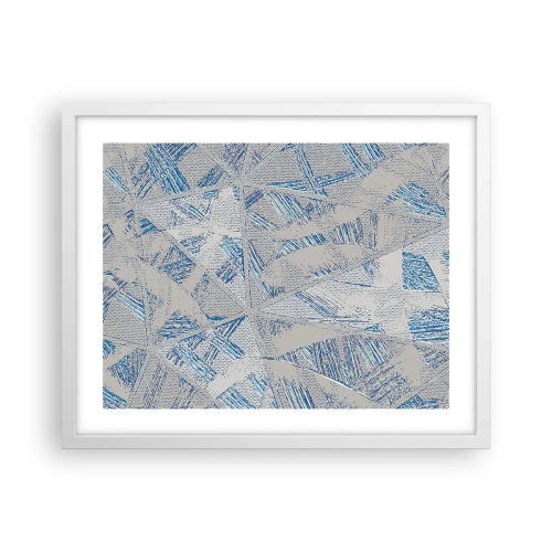 Affiche dans un cadre blanc - Poster - Dans un labyrinthe bleu-gris - 50x40 cm