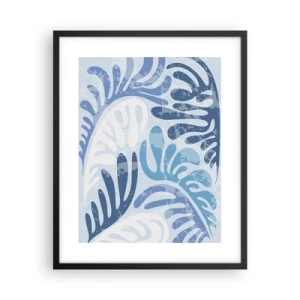 Affiche dans un cadre noir - Poster - Fougères bleues - 40x50 cm