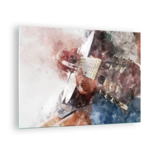 Impression sur verre - Image sur verre - Une aquarelle d'un guitariste artistique - 70x50cm - Et qu'en pensez-vous ? - Décoration murale moderne pour le salon et la chambre ARTTOR