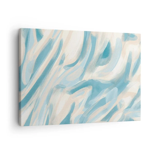 Impression sur toile - Image sur toile - Des stries bleues abstraites sur un fond clair - 70x50cm - Brise printanière - Décoration murale moderne pour le salon et la chambre ARTTOR