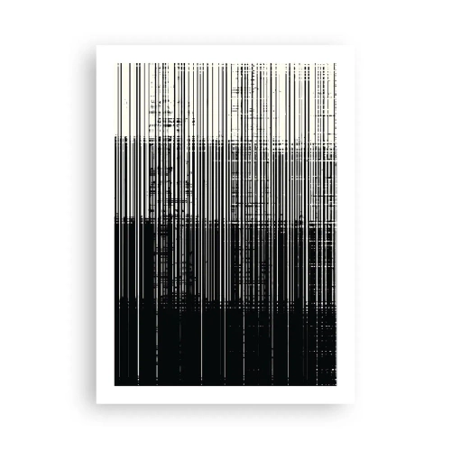 Affiche - Poster - Composition abstraite de lignes noires sur fond blanc - 50x70cm - Ondes et vibrations - Décoration murale moderne pour le salon et la chambre ARTTOR