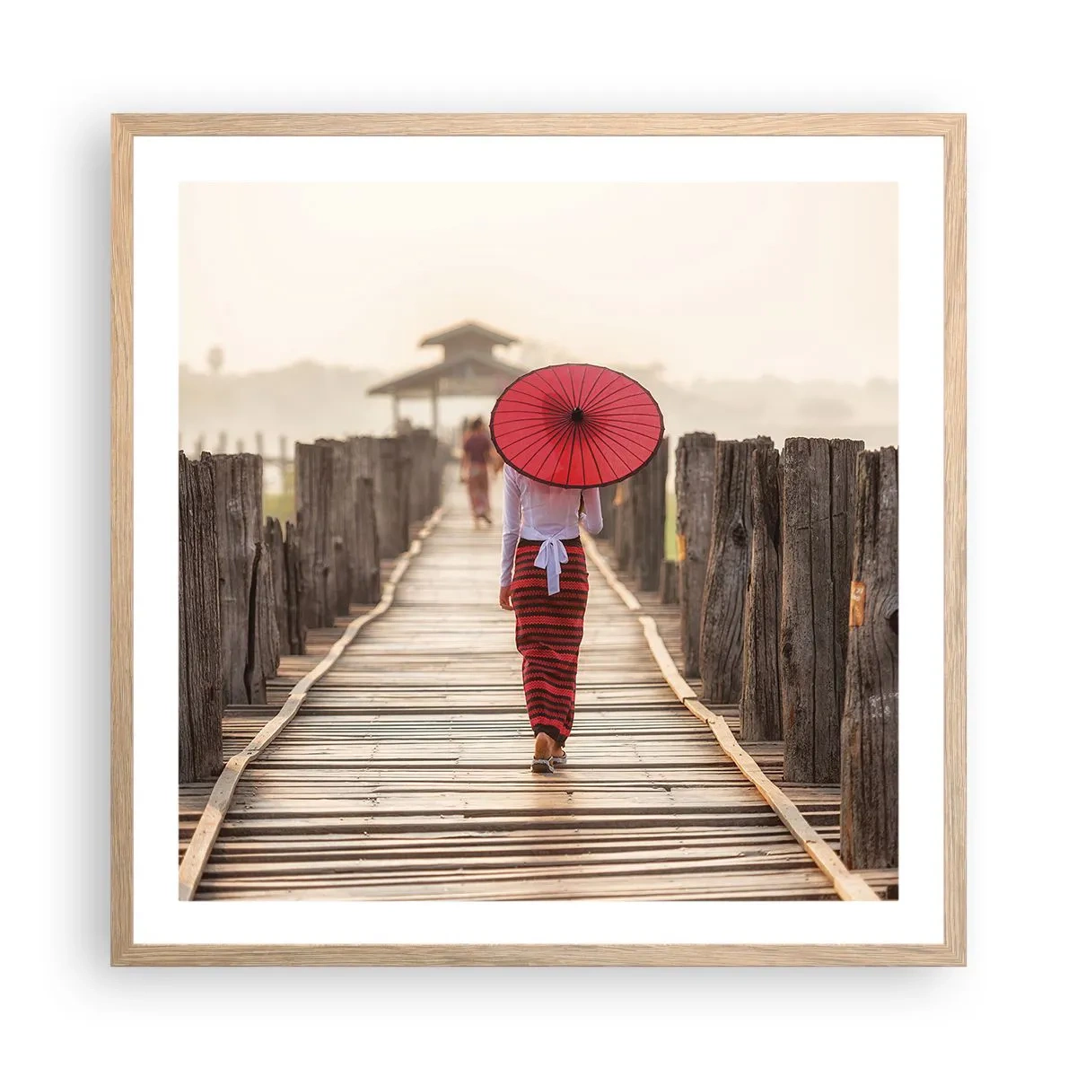 Affiche dans un chêne clair - Poster - Sur le vieux pont - 60x60 cm