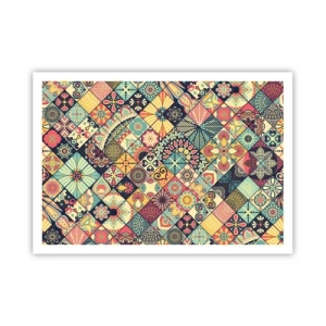 Affiche - Poster - Motifs géométriques colorés inspirés du style marocain - 100x70cm - Ambiance marocaine - Décoration murale moderne pour le salon et la chambre ARTTOR