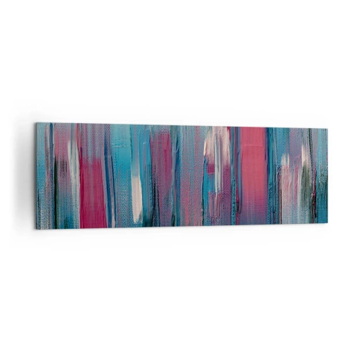 Impression sur toile - Image sur toile - Formes verticales abstraites dans des tons de bleu et de rouge - 160x50cm - Composition verticale en bleu et rouge - Décoration murale moderne pour le salon et la chambre ARTTOR