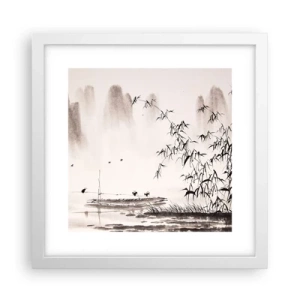 Affiche dans un cadre blanc - Poster - Le silence des rizières - 30x30 cm