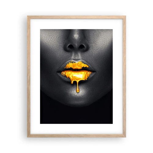 Affiche dans un chêne clair - Poster - Bouche d'or - 40x50 cm