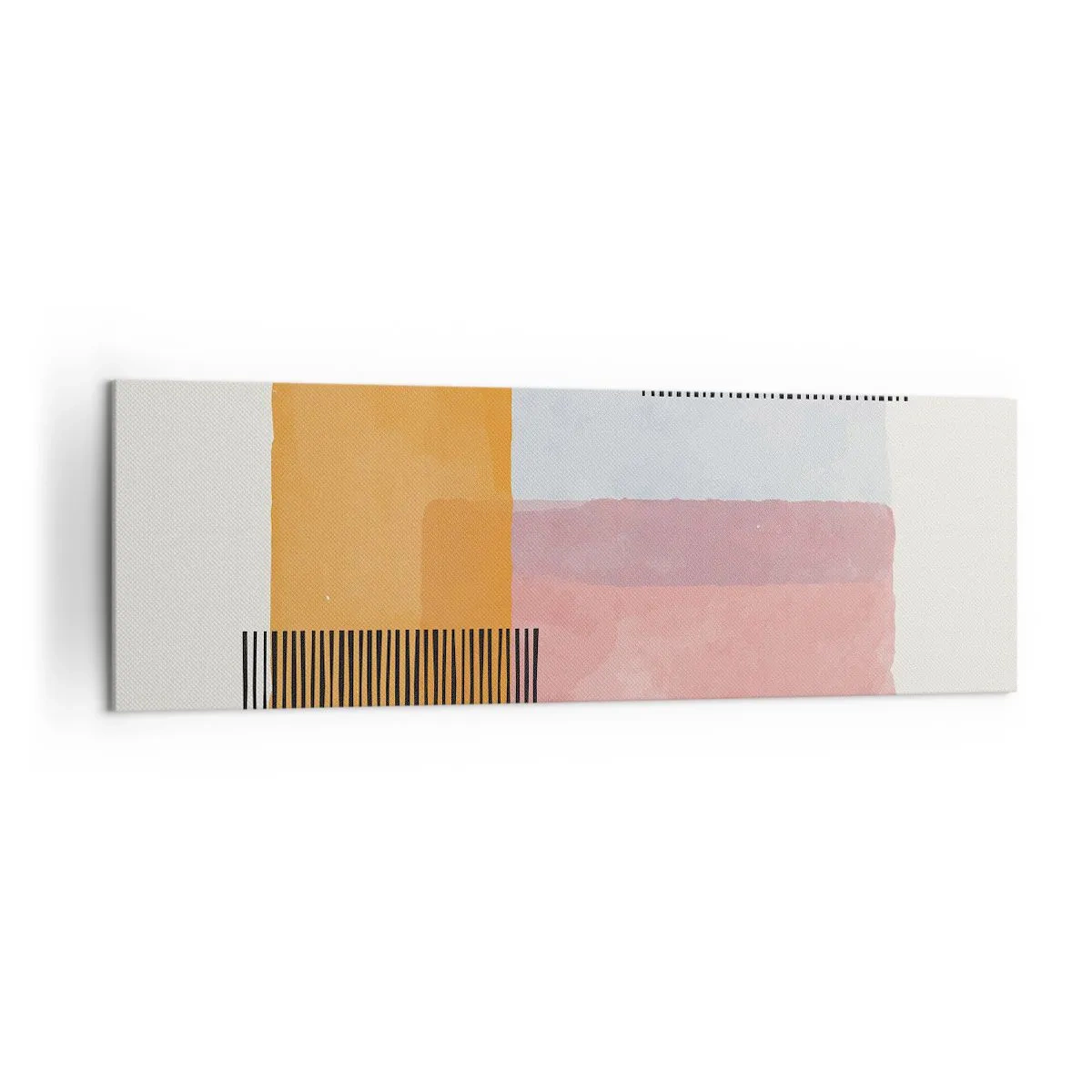 Impression sur toile - Image sur toile - Géométrie aux couleurs pastel avec des lignes sur fond clair - 160x50cm - D'un coin à l'autre - Décoration murale moderne pour le salon et la chambre ARTTOR