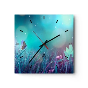Horloge murale - Pendule murale - La vie secrète de la prairie - 40x40 cm